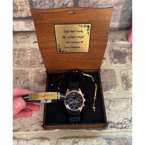 Ahşap Kutulu Lüks Saatli Set