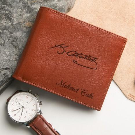 Atatürk İmzalı Kişiye Özel Erkek Cüzdan