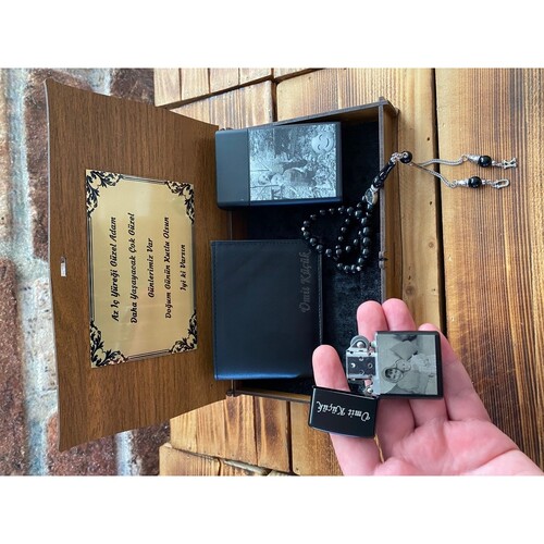 Babaya Hediye Çakmak Tespih Cüzdan ve Sigaralık Seti