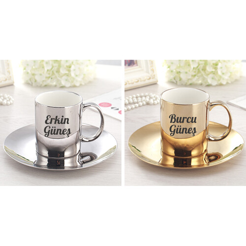 Çiftlere Özel Gold ve Silver Türk Kahvesi Fincanı