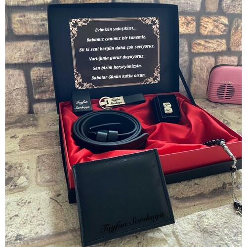 Dolu Dolu Lux Set Kol Düğmesi , Kemer , Cüzdan , Çakmak , Anahtarlık Ve Tespih