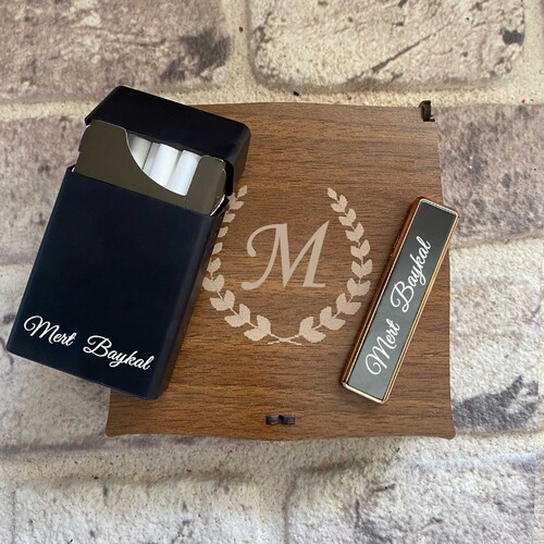 Elektronik Şarjlı Usb Çakmak Ve Metal Sigara Kutusu