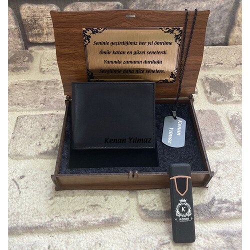 Erkeğe Hediye Cüzdan- Çakmak- Künye Seti