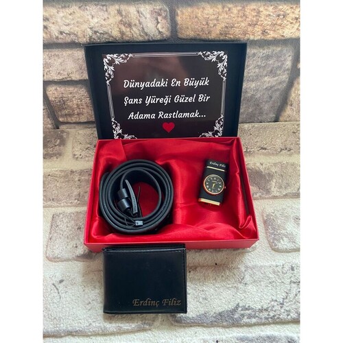 Erkeğe Hediye Cüzdan, Çakmak ve Kemer Seti