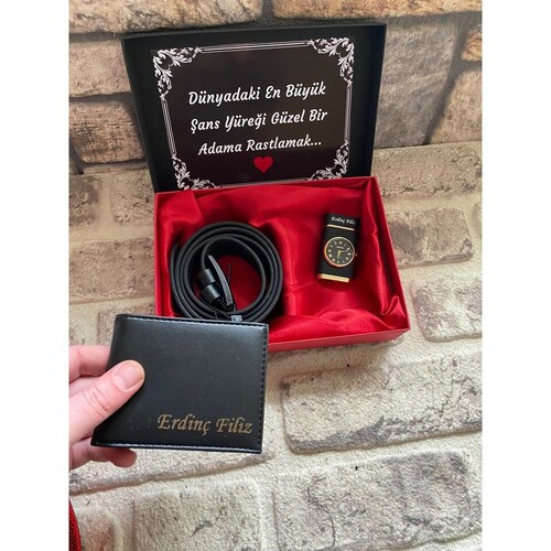 Erkeğe Hediye Cüzdan, Çakmak ve Kemer Seti