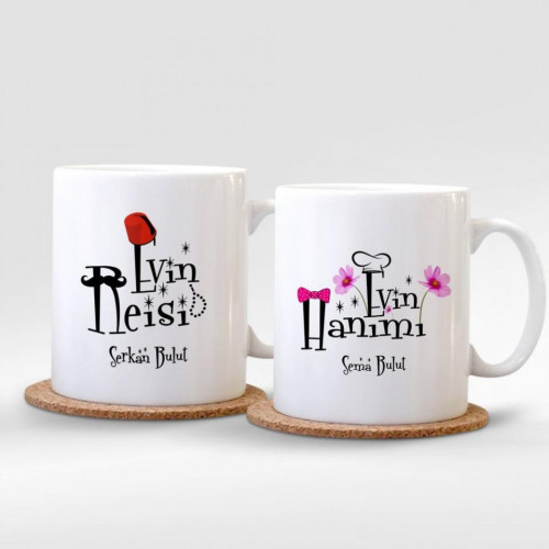 Evin Reisi Evin Hanımı 2li Kupa Bardak Seti