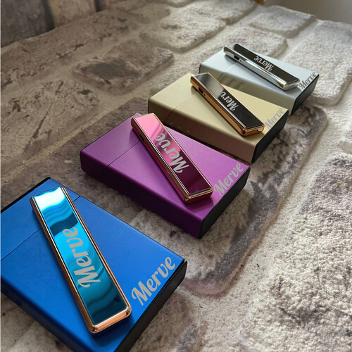 Kadınlara Özel Slim Sigara Kutusu ve Elektronik Çakmak 5 Renk