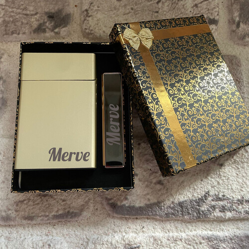 Kadınlara Özel Slim Sigara Kutusu ve Elektronik Çakmak 5 Renk