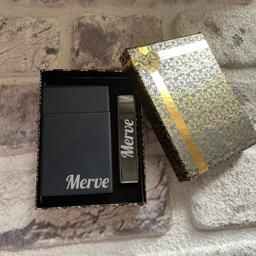 Kadınlara Özel Slim Sigara Kutusu ve Elektronik Çakmak 5 Renk