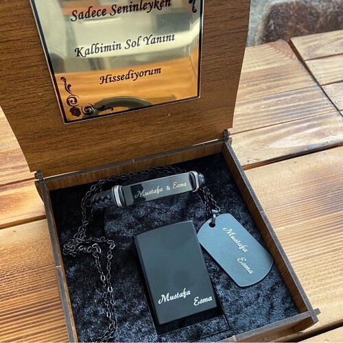 Kişiye Özel Asker Künyesi, Bileklik ve Çakmak Seti