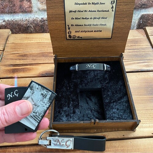 Kişiye Özel Bileklik Çakmak ve Anahtarlık Seti