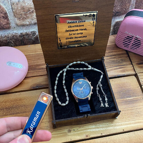 Kişiye Özel Elektronik Çakmak, Saat ve Tespih Seti