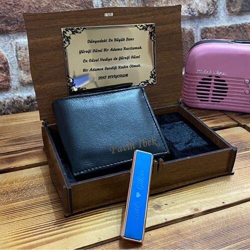 Kişiye Özel Elektronik Çakmak ve Cüzdan Seti