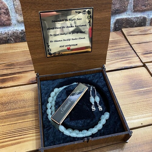 Kişiye Özel Elektronik Çakmak ve Karanlıkta Parlayan Tespih Seti