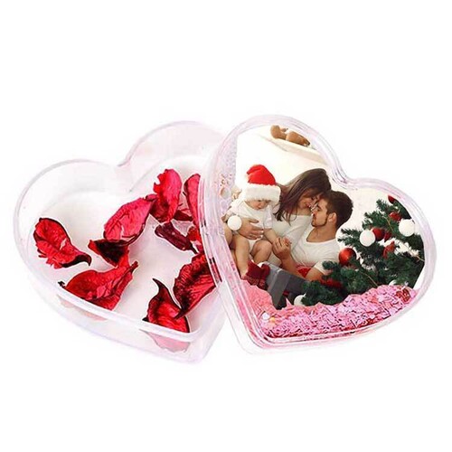 Kişiye Özel Fotoğraflı Kalpli Kutu Kar Küresi