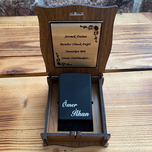 Kişiye Özel Gizli Bölmeli Ahşap Kutulu Çakmak