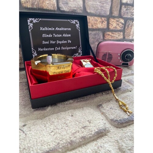 Kişiye Özel Gold Çakmak, Sihirli Küllük ve Tespih Seti