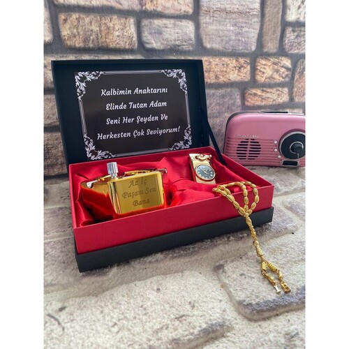 Kişiye Özel Gold Çakmak, Sihirli Küllük ve Tespih Seti