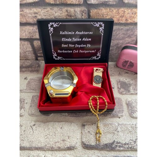 Kişiye Özel Gold Çakmak, Sihirli Küllük ve Tespih Seti