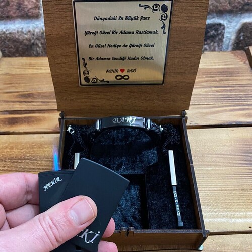 Kişiye Özel Kolye Bileklik ve Çakmak Seti