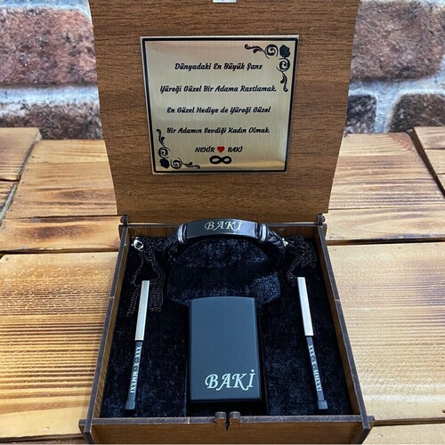 Kişiye Özel Kolye Bileklik ve Çakmak Seti