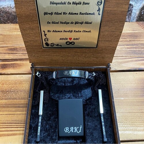 Kişiye Özel Kolye Bileklik ve Çakmak Seti