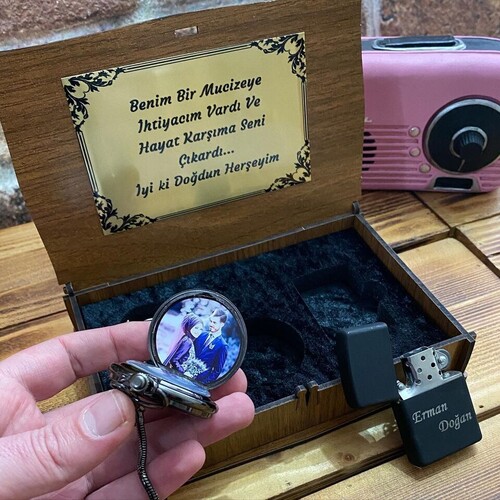 Kişiye Özel Köstekli Saat ve Çakmak Seti