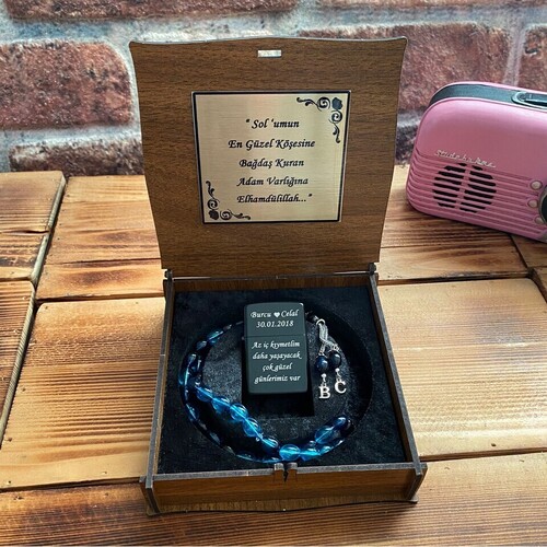 Kişiye Özel Metal Çakmak ve Tespih Seti