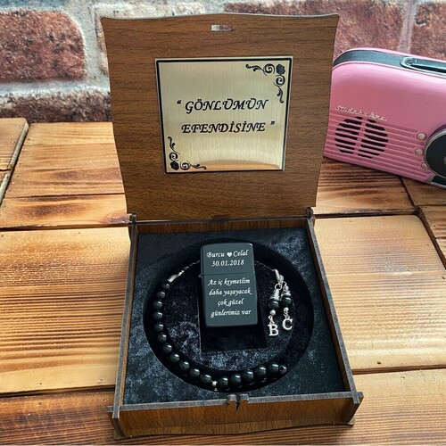 Kişiye Özel Metal Çakmak ve Tespih Seti