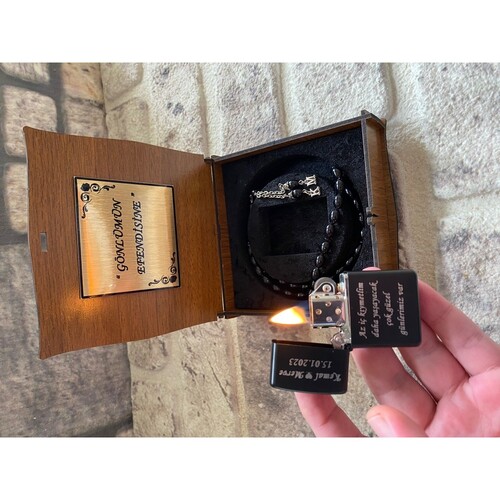 Kişiye Özel Metal Çakmak ve Tespih Seti