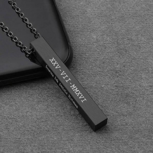 Kişiye Özel Siyah Çubuk Kolye