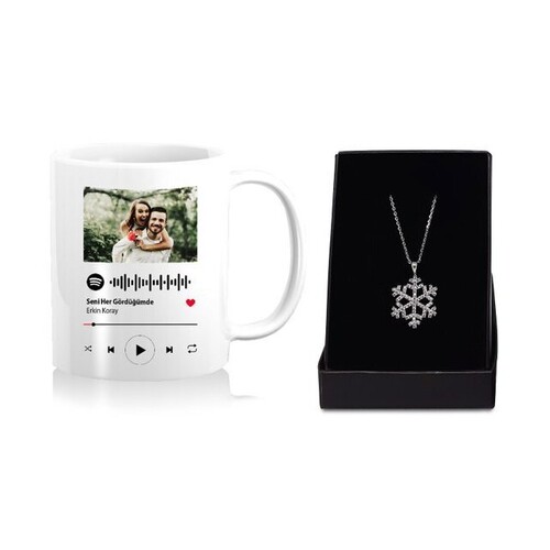 Kişiye Özel Spotify Ses İzi Bardak ve Kolye Seti