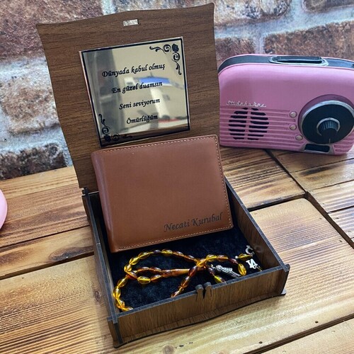 Kişiye Özel Taba Cüzdan ve Tespih Seti