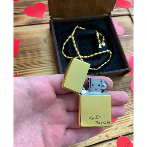 Kişiye Özel Tespih Çakmak Seti - Altın