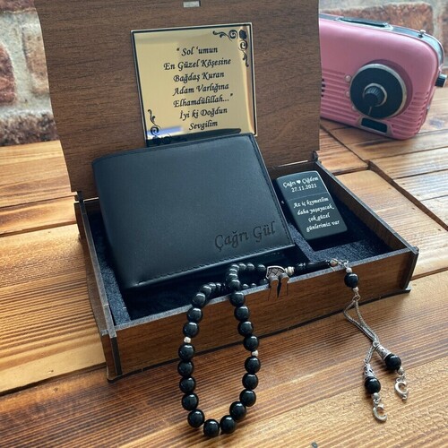 Kişiye Özel Tespih Çakmak ve Cüzdan Seti