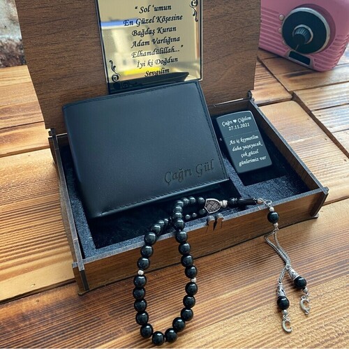 Kişiye Özel Tespih Çakmak ve Cüzdan Seti