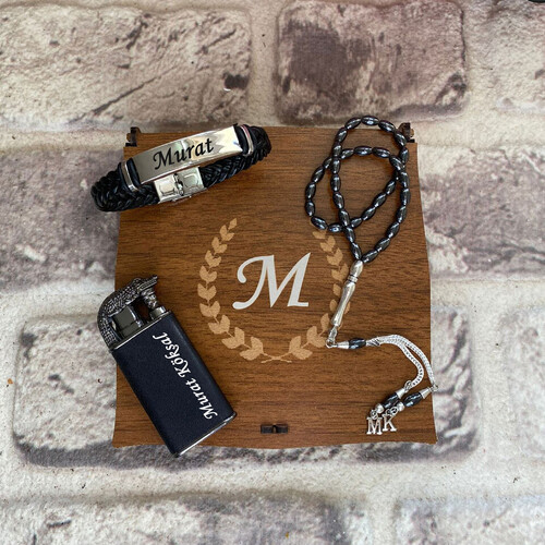 Kişiye Özel Timsah Çakmak, Tespih ve Bileklik Seti