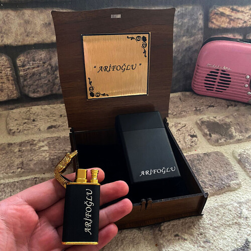 Kişiye Özel Timsah Çakmak ve Sigara Kutusu Seti