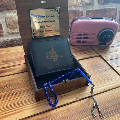 Kişiye Özel Tuğralı Cüzdan ve Tespih Seti