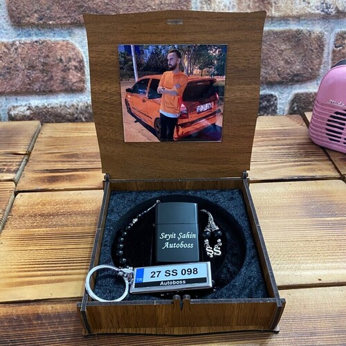 Kişiye Özel Tespih Çakmak ve Plaka Anahtarlık Seti