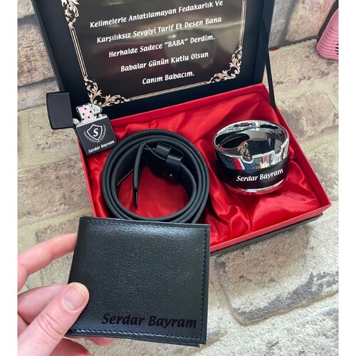 Metal Kül Tablası , Cüzdan , Kemer , Metal Çakmak