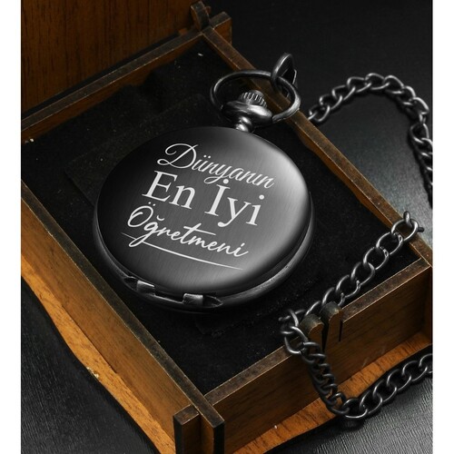 Öğretmene Özel Ahşap Kutulu Köstekli Saat