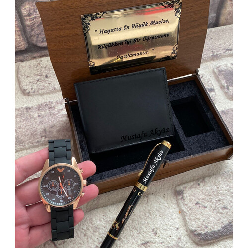 Öğretmene Özel Cüzdan Kalem Saat Seti