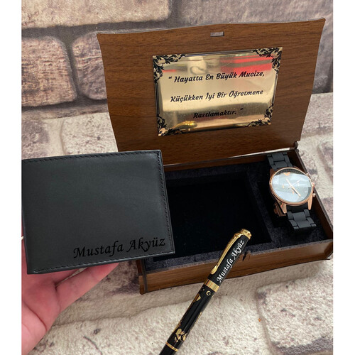 Öğretmene Özel Cüzdan Kalem Saat Seti