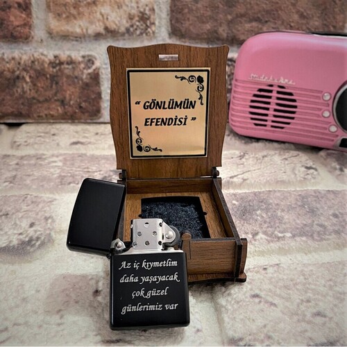 Sevgiliye Hediye Ahşap Kutulu Çakmak