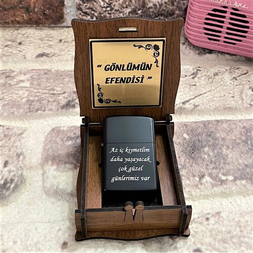 Sevgiliye Hediye Ahşap Kutulu Çakmak