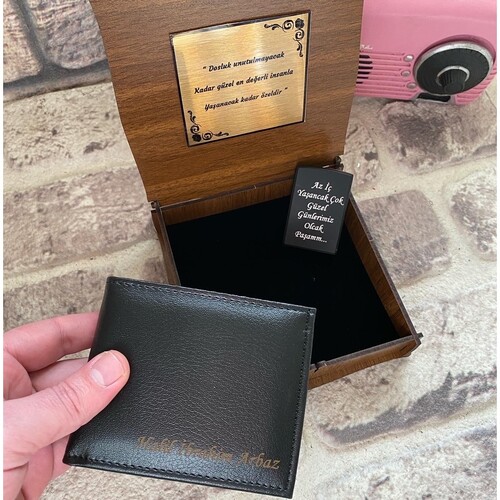 Sevgiliye Hediye Cüzdan ve Gizli Bölmeli Çakmak Seti