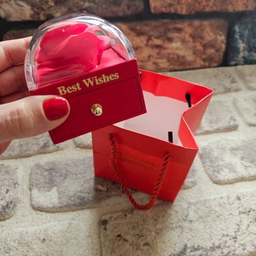 Solmayan Gül Kutusunda Kişiye Özel Melek Kanadı Kolye