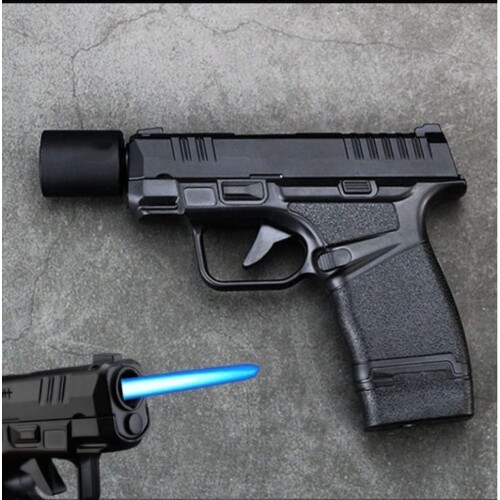 Susturuculu Silah Görünümde Jel Alev Çakmak