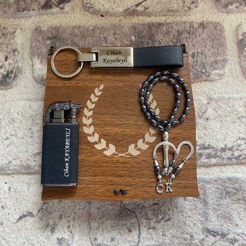 Timsah Çakmak , Deri Metal Anahtarlık, Hematit Doğal Taş Tespih